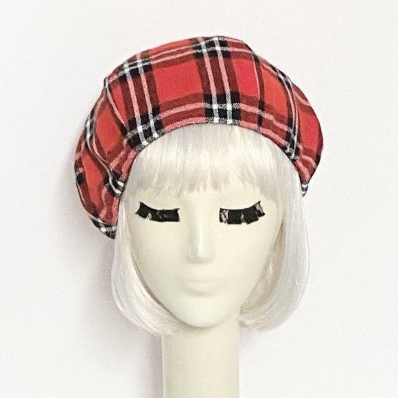 Wool Plaid Beret Hat